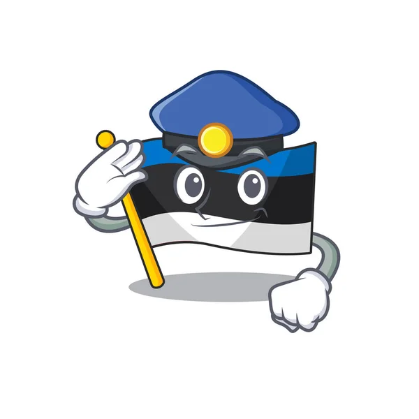 Bandeira estonia Personagem de desenhos animados como policial — Vetor de Stock