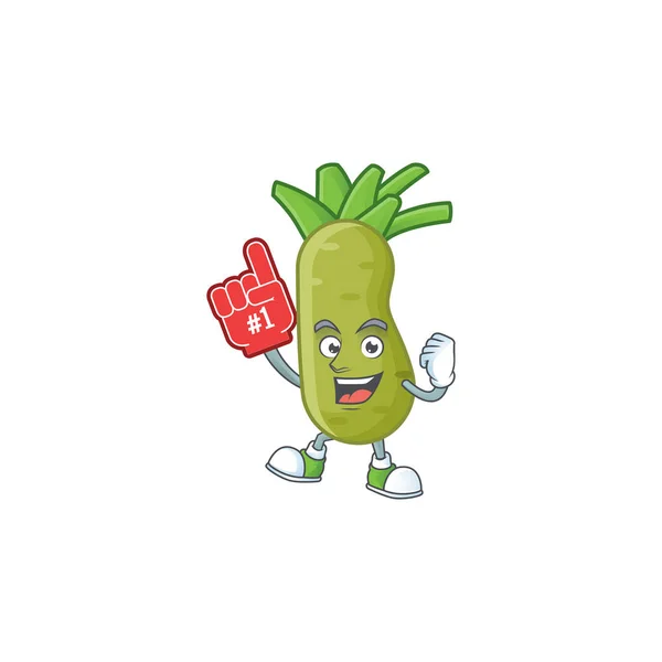 Funny wasabi mascot cartoon style with Foam finger — Stock Vector