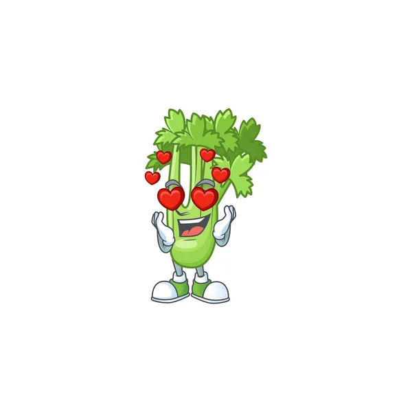 超かわいいです落下で愛セロリ植物漫画のキャラクター — ストックベクタ