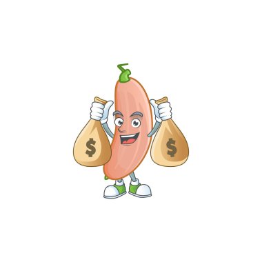 İki para çantalı mutlu muz ezmesi çizgi film karakteri.