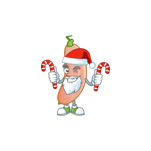 Plátano calabaza Personaje de dibujos animados en Santa Claus con dulces — Vector de stock