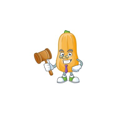 Profesyonel bir yargıç tereyağı ezmesi çizgi film karakteri tasarımında sunulmuştur.