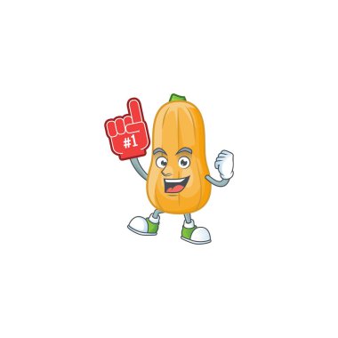 Köpük parmaklı komik balkabağı maskotu tarzı.