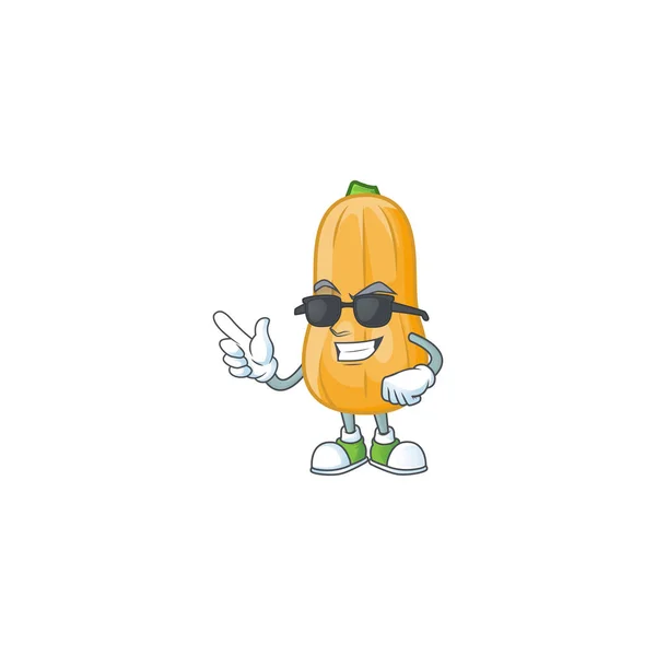 Cool and cool butternut squash character wearing black glasses — Stock Vector