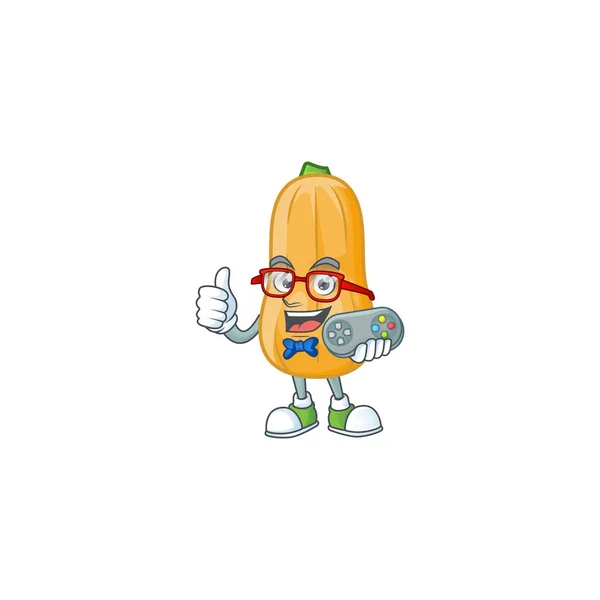 Cool geek gamer butternut squash cartoon character design — ストックベクタ