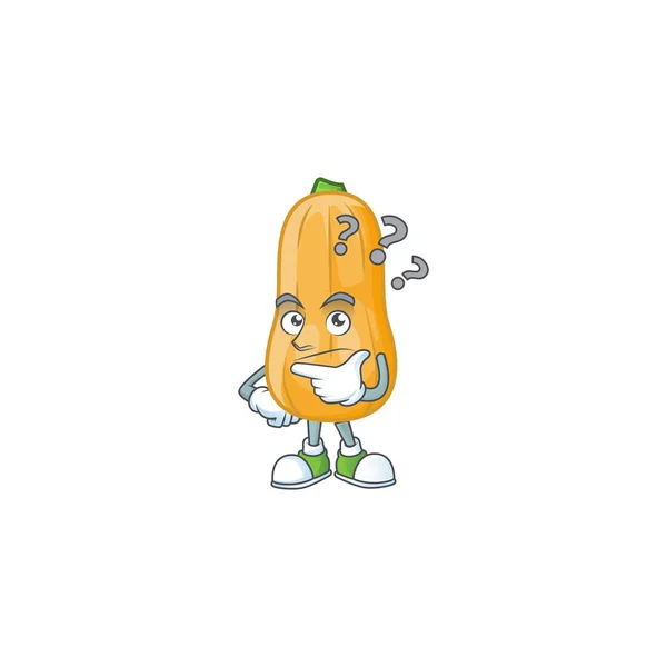 Cartoon character of butternut squash with confuse gesture — ストックベクタ