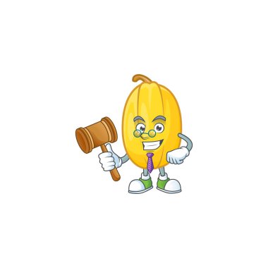 Profesyonel bir yargıç spagetti kabağı çizgi film karakteri tasarımında sunulmuştur.