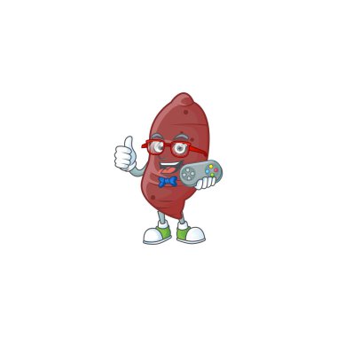 Havalı inek oyuncu tatlı patates çizgi film karakteri tasarımı