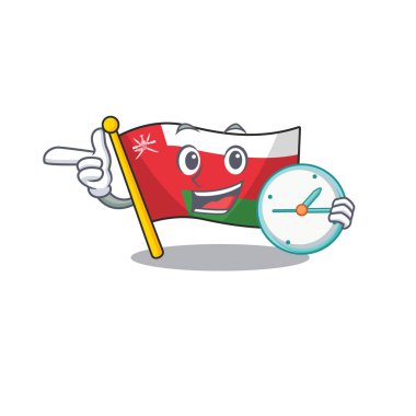 Gülen bayrak Umman çizgi film stili vektör çizimi Saat ile