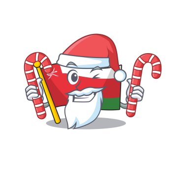 Maskot bayrağı Noel Baba 'lı Oman, şeker karakteri getir.