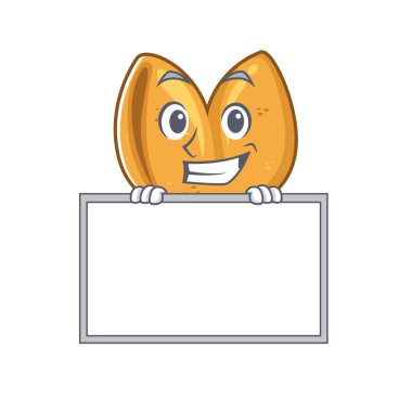 Maskot tarzı fal kurabiyesi tahtayla sırıtış