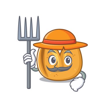 Çiftçi çizgi film karakteri olarak şapka ve aletlerle şans kurabiyesi