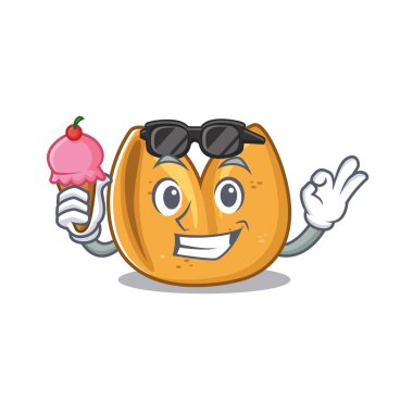 Maskot illüstrasyonunda dondurmalı fal kurabiyesi