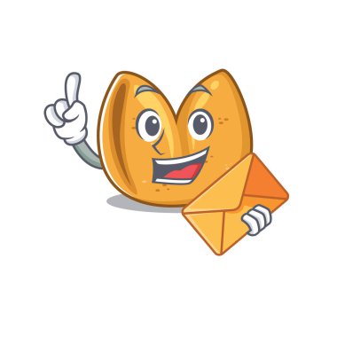 Mutlu yüz, şans kurabiyesi maskot tarzı zarflı.