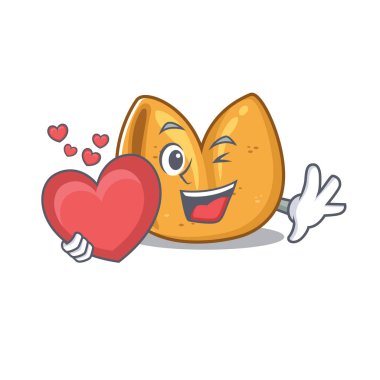 Gülen yüz şans kurabiyesi Kalp vektör çizimi ile