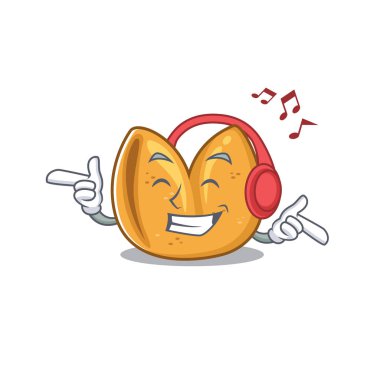 Şans kurabiyesi çizgi film tarzının vektör çizimi Müzik dinlemek