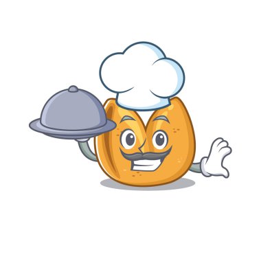 Yemek karikatürü tasarımlı bir şef olarak şans kurabiyesi.