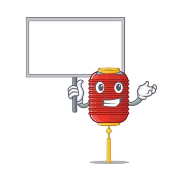 Gülümseyen Çin feneri şirin çizgi film tarzı Tahtayı getir