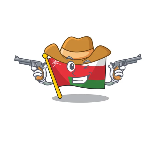 Flag oman dressed as a Cowboy holding guns — Stock Vector