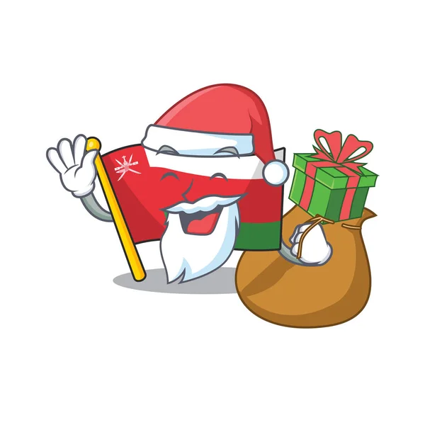 Mascot flag oman with in santa bring gift character — ストックベクタ