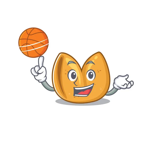 Ilustración de la fortuna galleta estilo de dibujos animados con baloncesto — Vector de stock