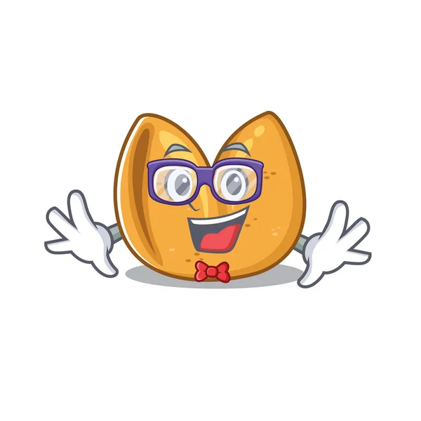 Super Funny Geek smart fortune cookie maskot gaya kartun - Stok Vektor