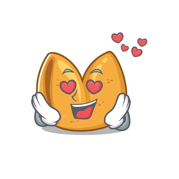 Happy cute fortune cookie falling In love design — ストックベクタ