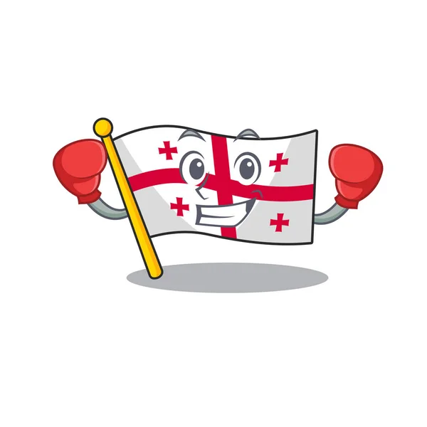 Funny Boxing flag georgia cartoon character style — 스톡 벡터