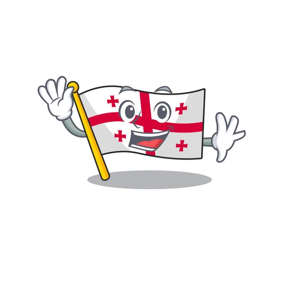 Schwenken niedlichen Smiley Flagge Georgien Cartoon-Charakter-Stil — Stockvektor