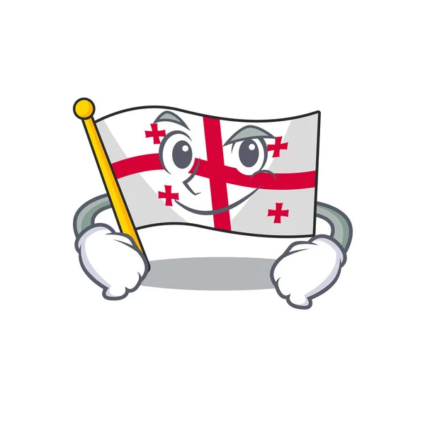 Flagge Georgien Maskottchen Cartoon-Stil mit grinsendem Gesicht — Stockvektor