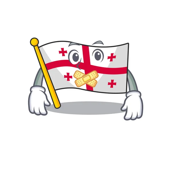 Flagge Georgien Maskottchen Cartoon Charakter Stil macht stille Geste — Stockvektor