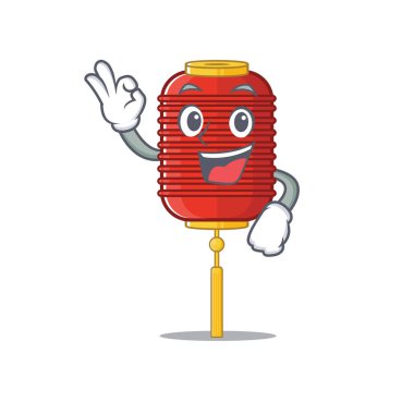 Tatlı Çin feneri çizgi film karakteri iyi bir jest yapıyor.