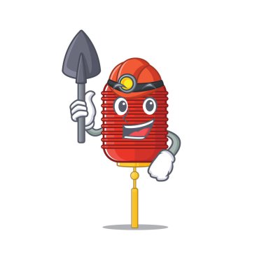 Cool Miner Çin feneri çizgi film maskotu stili