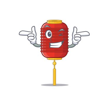 Göz kırpan komik Çin feneri maskotu tarzı.