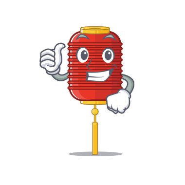 Çin feneri çizgi filmi başparmak hareketi yapıyor.