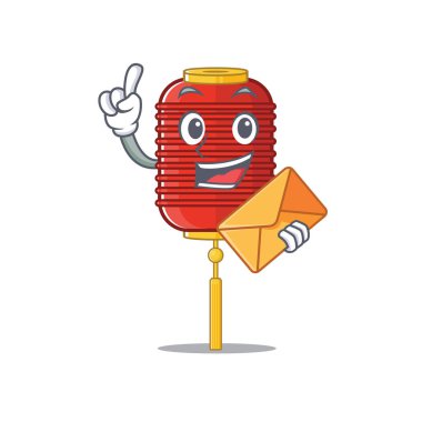 Zarfla Mutlu yüzlü Çin feneri maskot stili