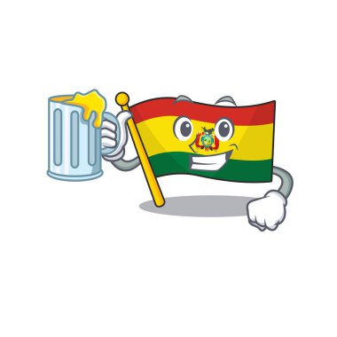 Mutlu bayrak Guatermala meyve suyu dolu bir bardak tutuyor.