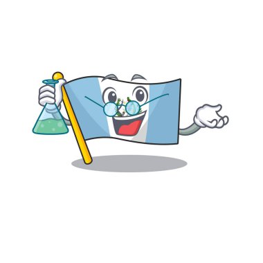 Akıllı Profesör Bolivya çizgi filmi karakteri cam tüp tutuyor.