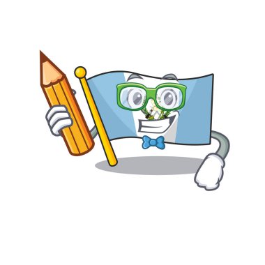 Kalem tutan havalı akıllı öğrenci bayrağı Bolivya karakteri