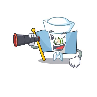 Smiling happy Sailor with binocular flag bolivia cartoon design vector