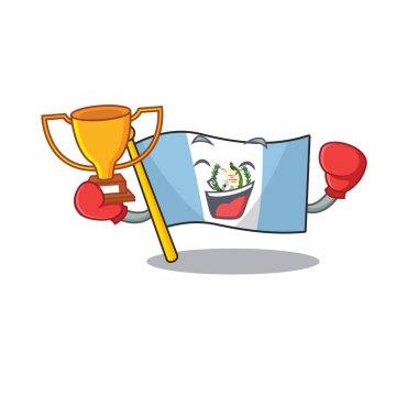 Süper havalı Boks Şampiyonu Bolivya bayrağı, maskot tarzı.