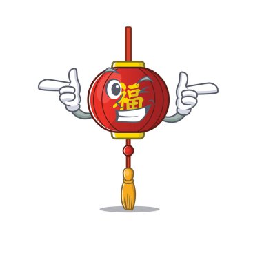 Göz kırpan komik Asya feneri maskot tarzı.