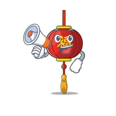 Asya fenerinin megafonlu komik karikatür tarzı.