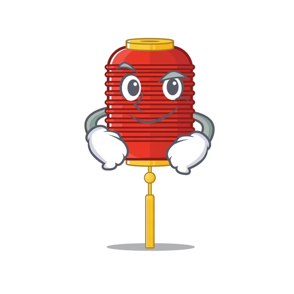 Chinese lantern mascot cartoon style with Smirking face — Stock Vector