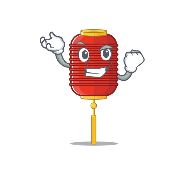 Happy confident Successful chinese lantern cartoon character style — ストックベクタ
