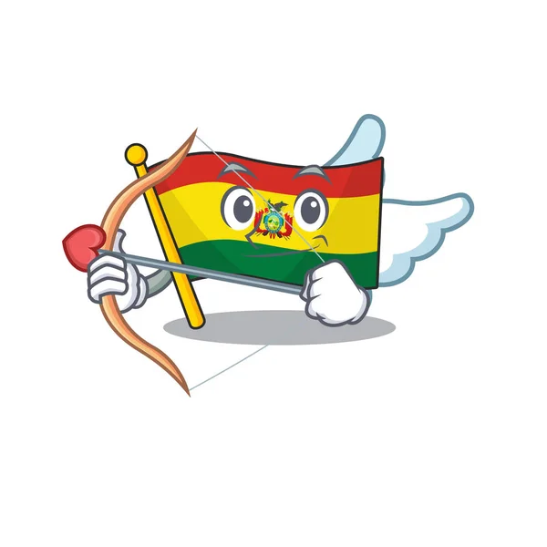 带有箭头和翅膀的可爱旗帜古泰玛拉丘比特卡通人物 — 图库矢量图片