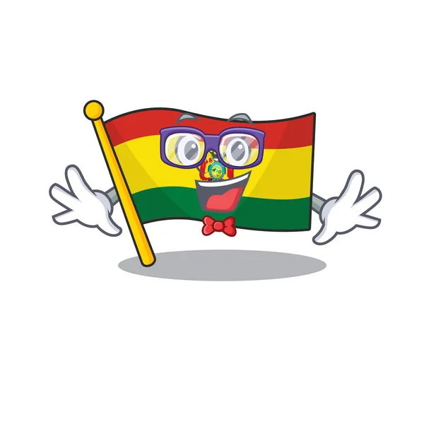 Super divertido geek inteligente bandera guatermala mascota estilo de dibujos animados — Vector de stock
