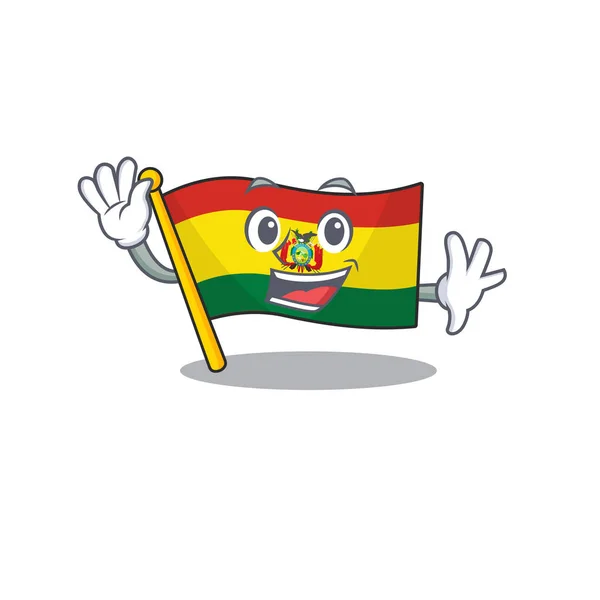 Ondeando linda bandera sonriente guatermala estilo de personaje de dibujos animados — Vector de stock