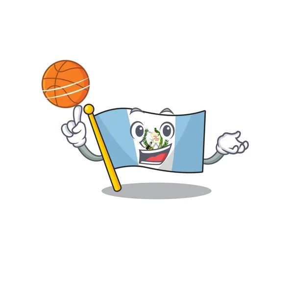 Μασκότ του bolivia σημαία στυλ χαρακτήρα κινουμένων σχεδίων με μπάσκετ — Διανυσματικό Αρχείο