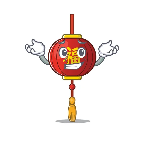 Σούπερ δροσερό χαμόγελο ασιατική φανάρι στυλ κινουμένων σχεδίων μασκότ — Διανυσματικό Αρχείο